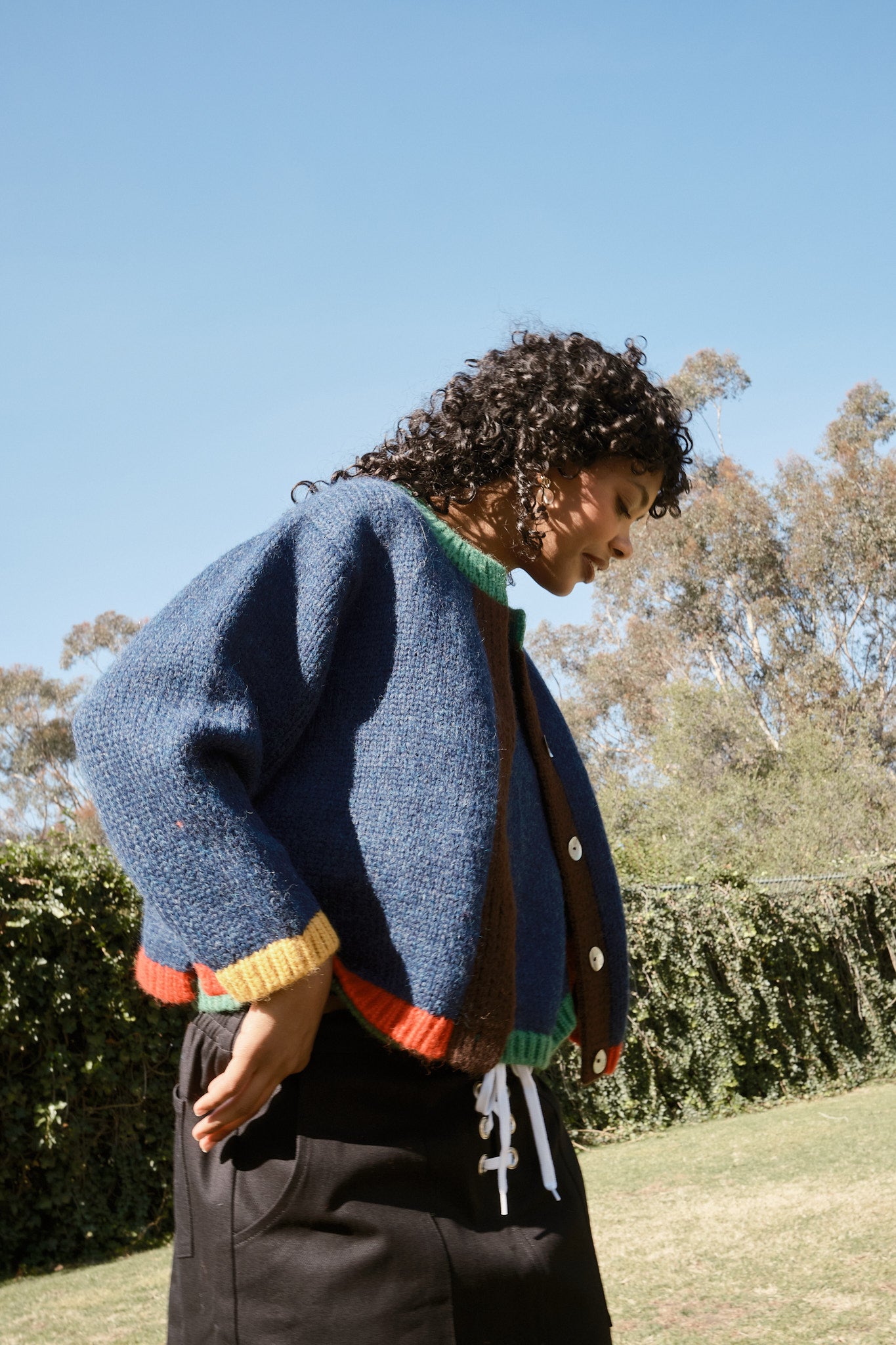 Sheba Cardigan Sweater- Navy Colorblock