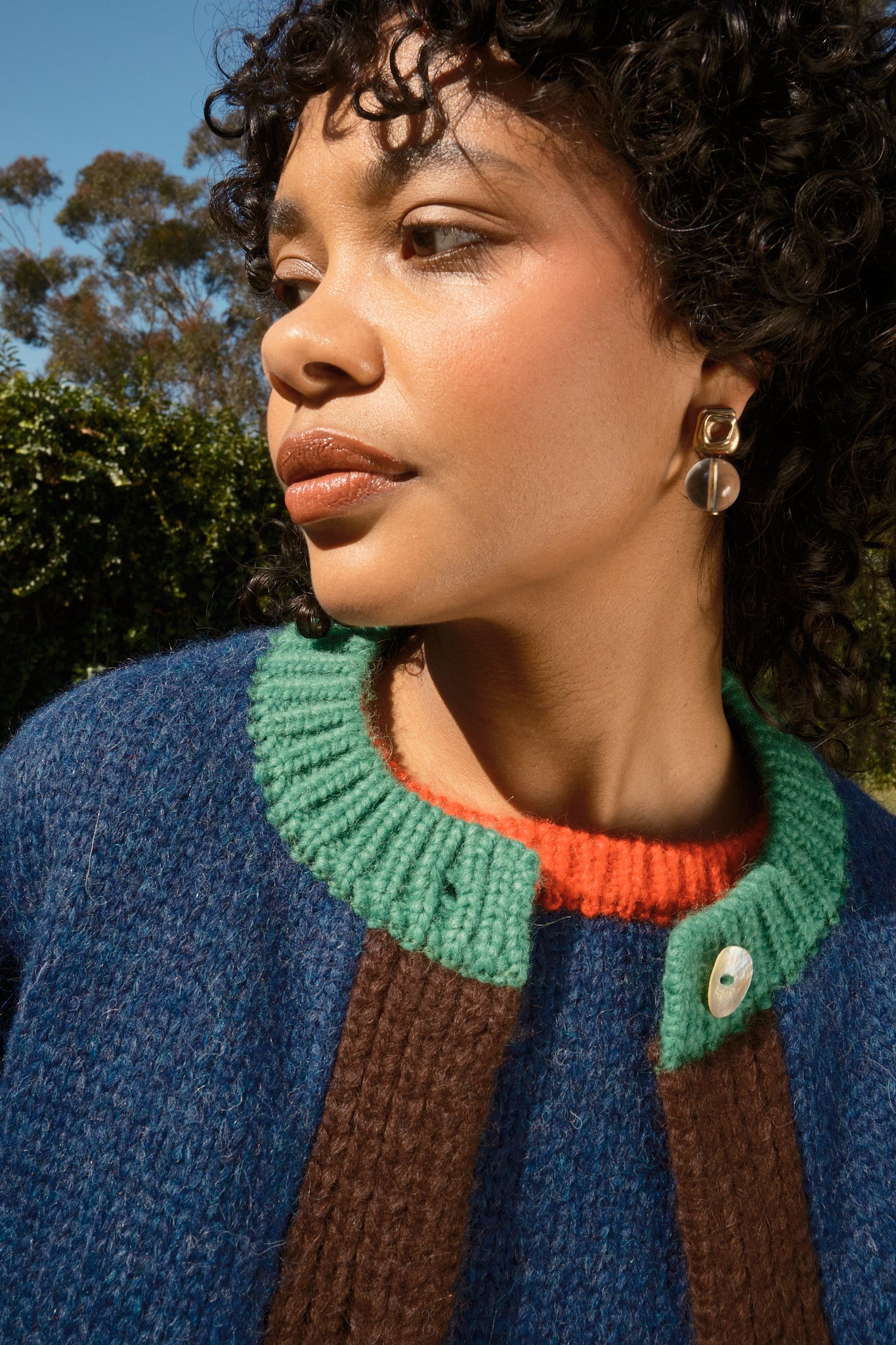 Sheba Cardigan Sweater- Navy Colorblock