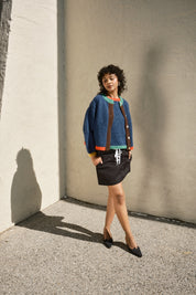 Sheba Cardigan Sweater- Navy Colorblock