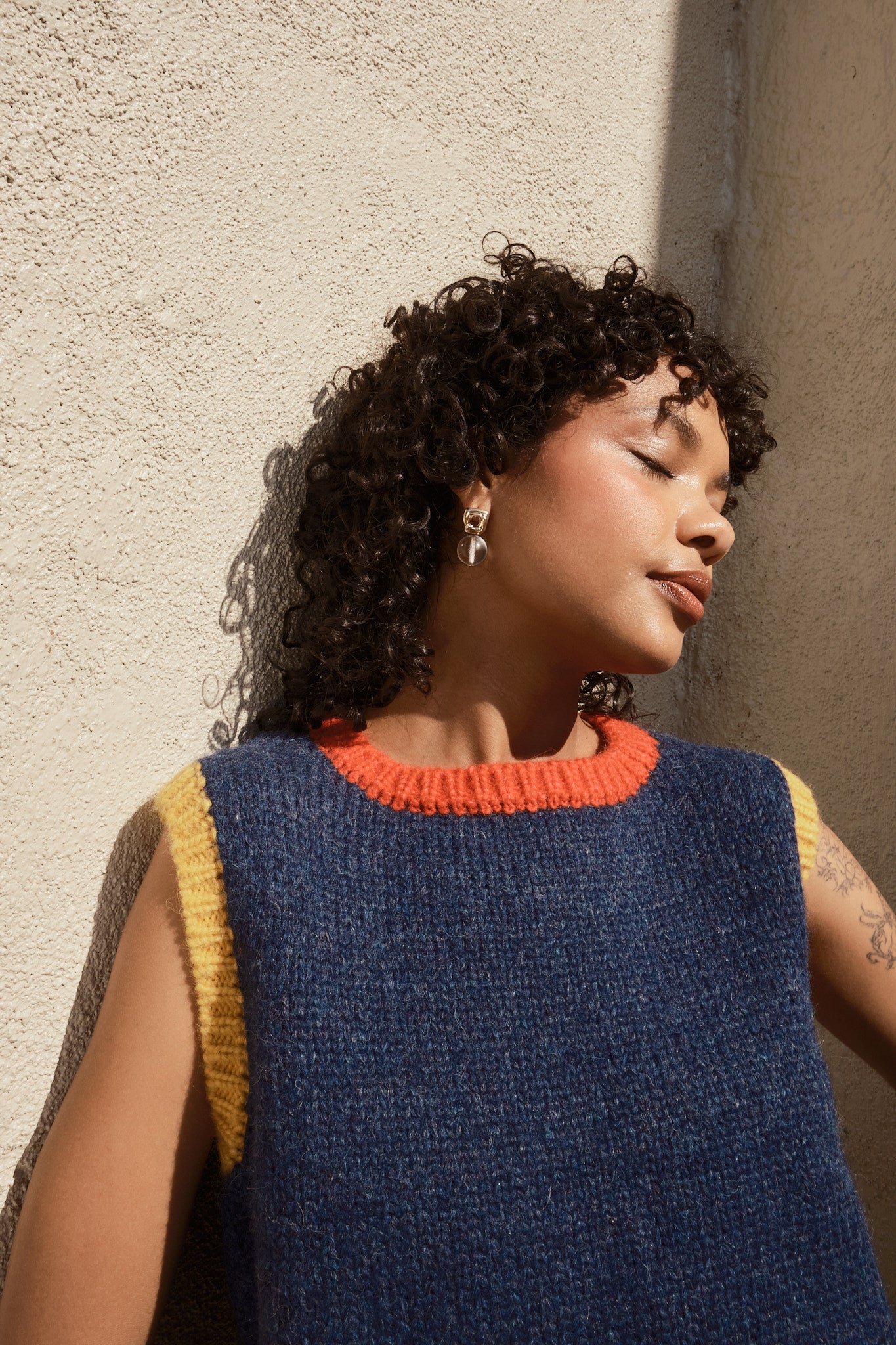 Sabine Alpaca Sweater Vest- Navy Colorblock