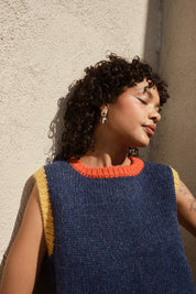 Sabine Alpaca Sweater Vest- Navy Colorblock
