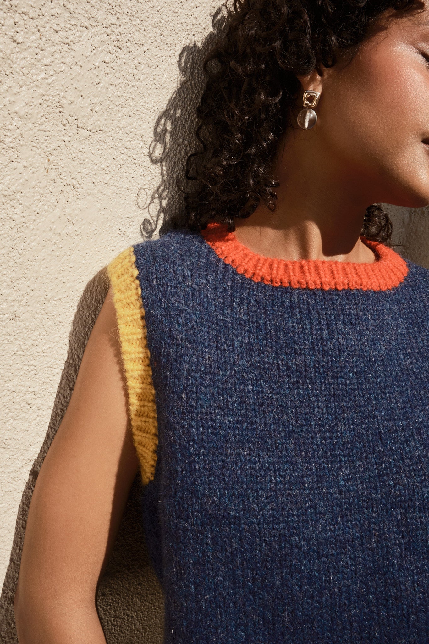 Sabine Alpaca Sweater Vest- Navy Colorblock