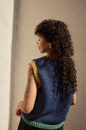 Sabine Alpaca Sweater Vest- Navy Colorblock