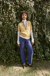 Cecilia Marl Cashmere Henley- Mustard/Dove