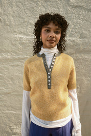 Cecilia Marl Cashmere Henley- Mustard/Dove
