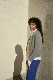 Clio Marl Cashmere Cardigan - Mustard/Dove