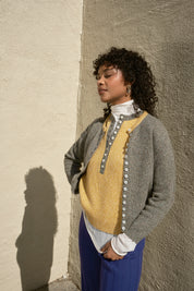 Clio Marl Cashmere Cardigan - Mustard/Dove