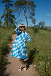 Tatia Dress  - Blue/White Gingham
