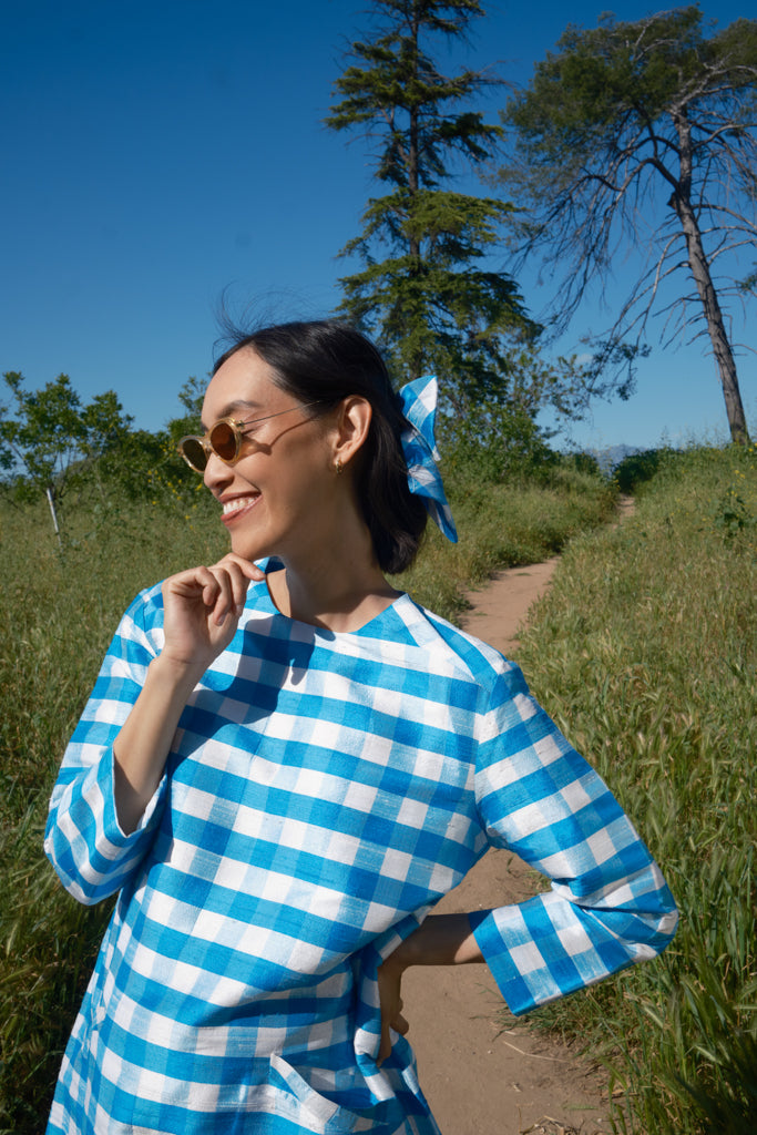 Nikki Chasin Tatia Dress, In Blue/white Gingham, Size Small Nikki Chasin Tatia Dress, In Blue/white Gingham, Size Small