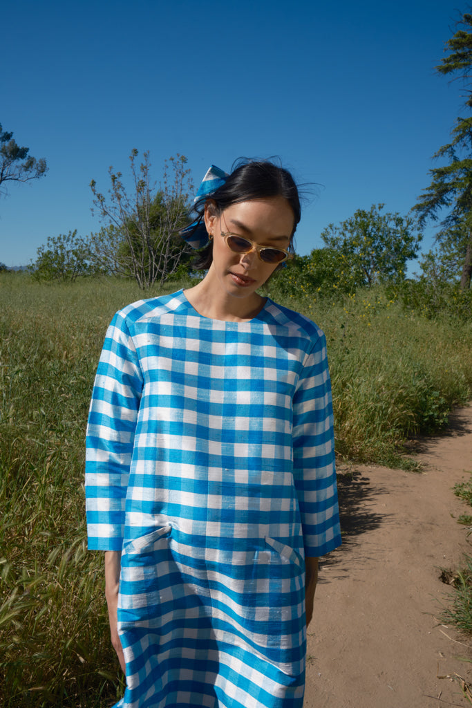 Tatia Dress  - Blue/White Gingham