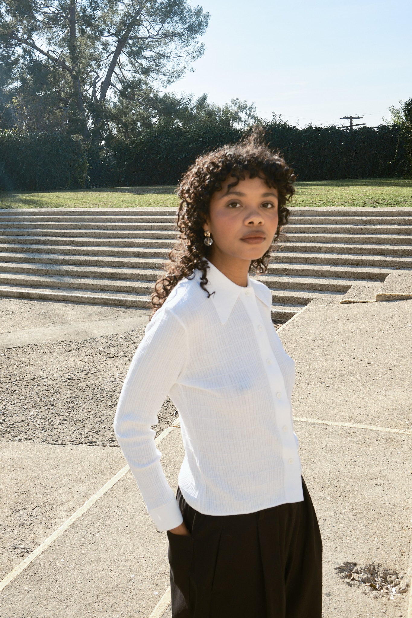 Knit Ruthie Buttondown - White