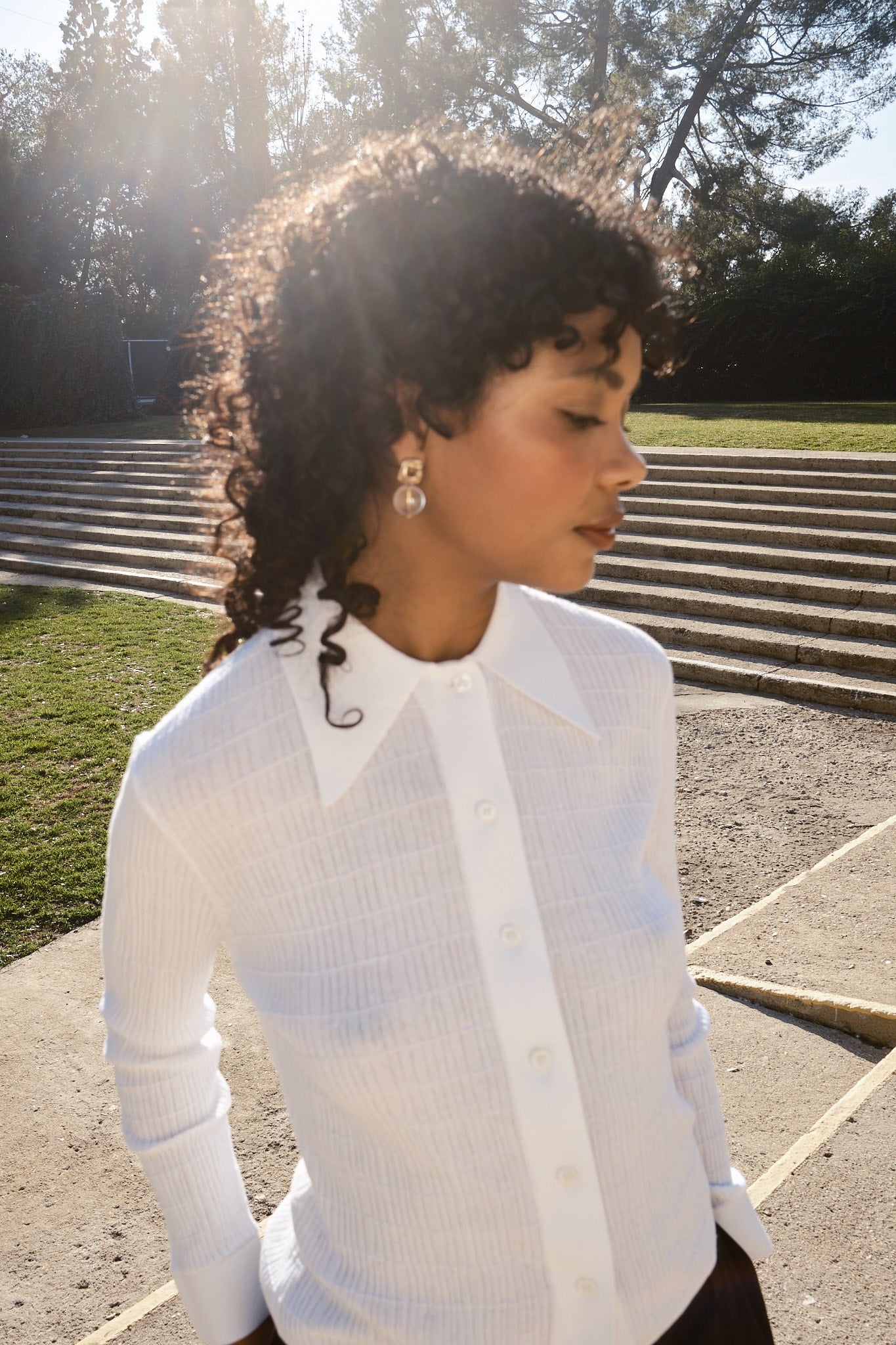Knit Ruthie Buttondown - White
