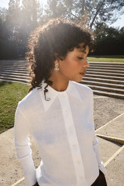 Knit Ruthie Buttondown - White