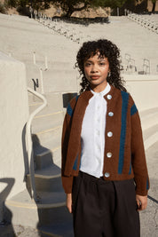Sheba Striped Cardigan - Hickory/Ocean
