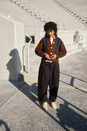 Sheba Striped Cardigan - Hickory/Ocean