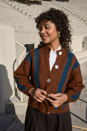Sheba Striped Cardigan - Hickory/Ocean