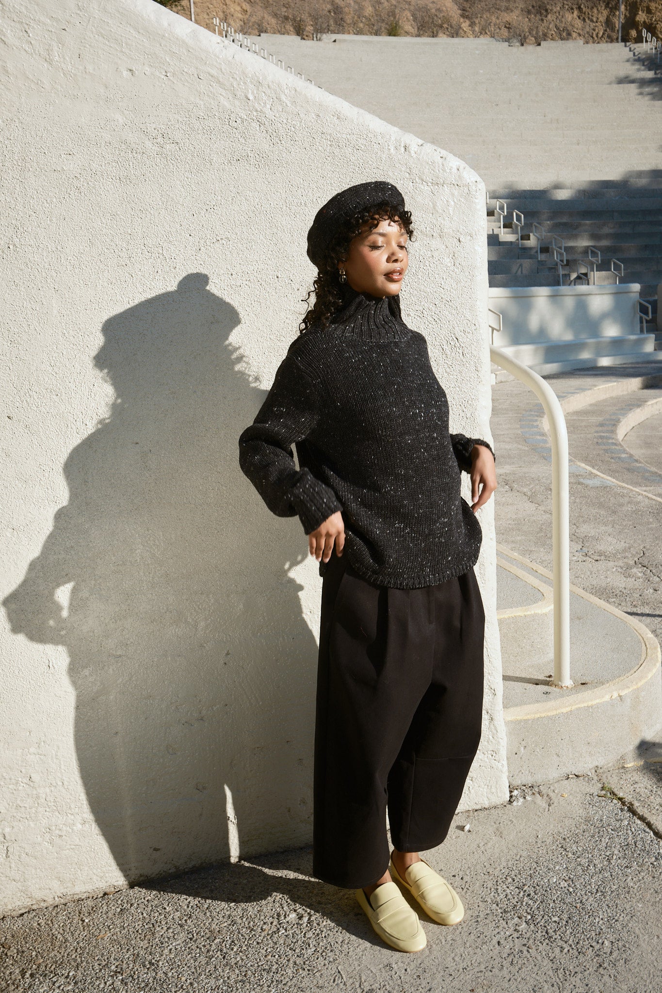 Pom Pom Beret - Stone, view 5