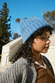 Tully Cashmere Ribbed Beanie - Marine
