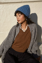 Tully Cashmere Ribbed Beanie - Marine