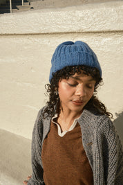 Tully Cashmere Ribbed Beanie - Marine