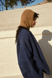 Sybil Tweed Ribbed Cardigan - Navy