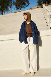 Sybil Tweed Ribbed Cardigan - Navy