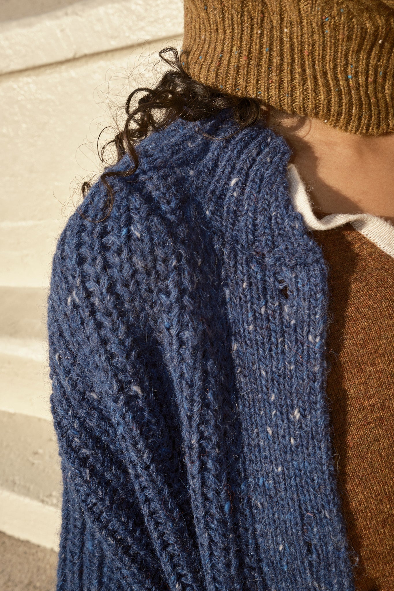 Sybil Tweed Ribbed Cardigan - Navy