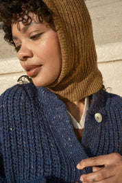 Sybil Tweed Ribbed Cardigan - Navy