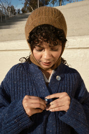 Sybil Tweed Ribbed Cardigan - Navy