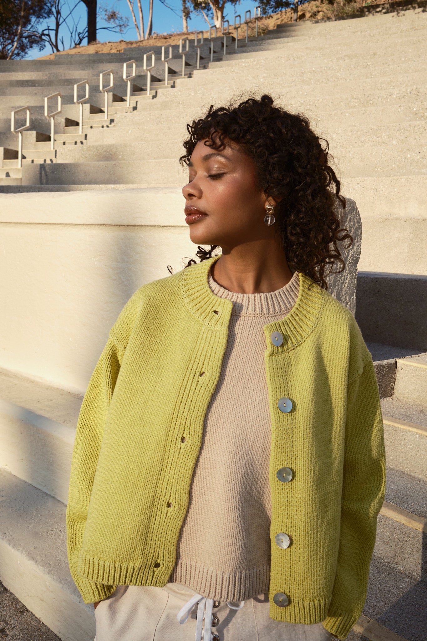 Shiloh Cotton Cardigan - Lemon
