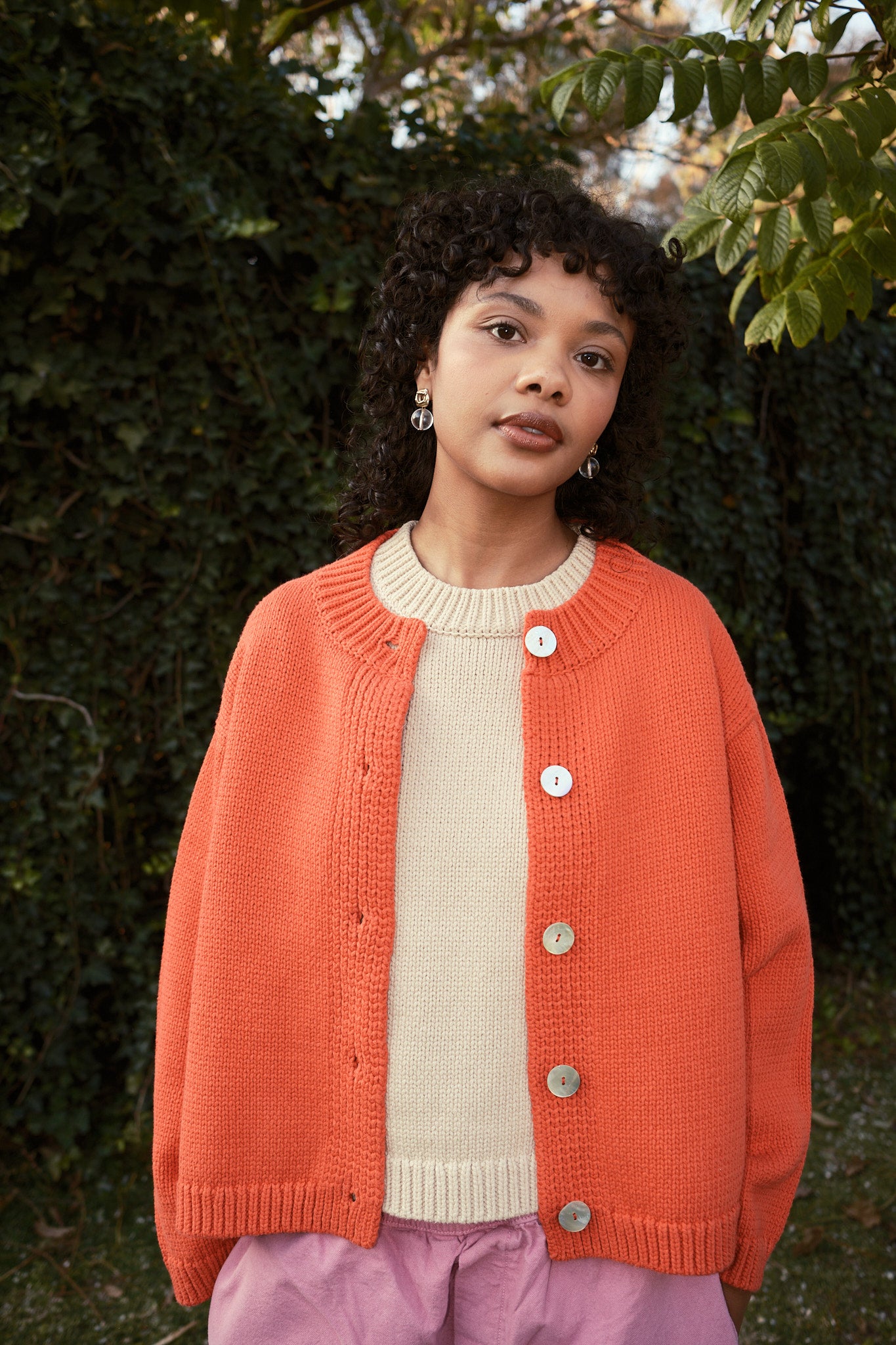 Shiloh Cotton Cardigan - Coral