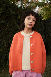 Shiloh Cotton Cardigan - Coral