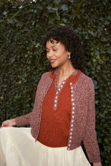 Clio Marl Cashmere Cardigan - Lava/Wine