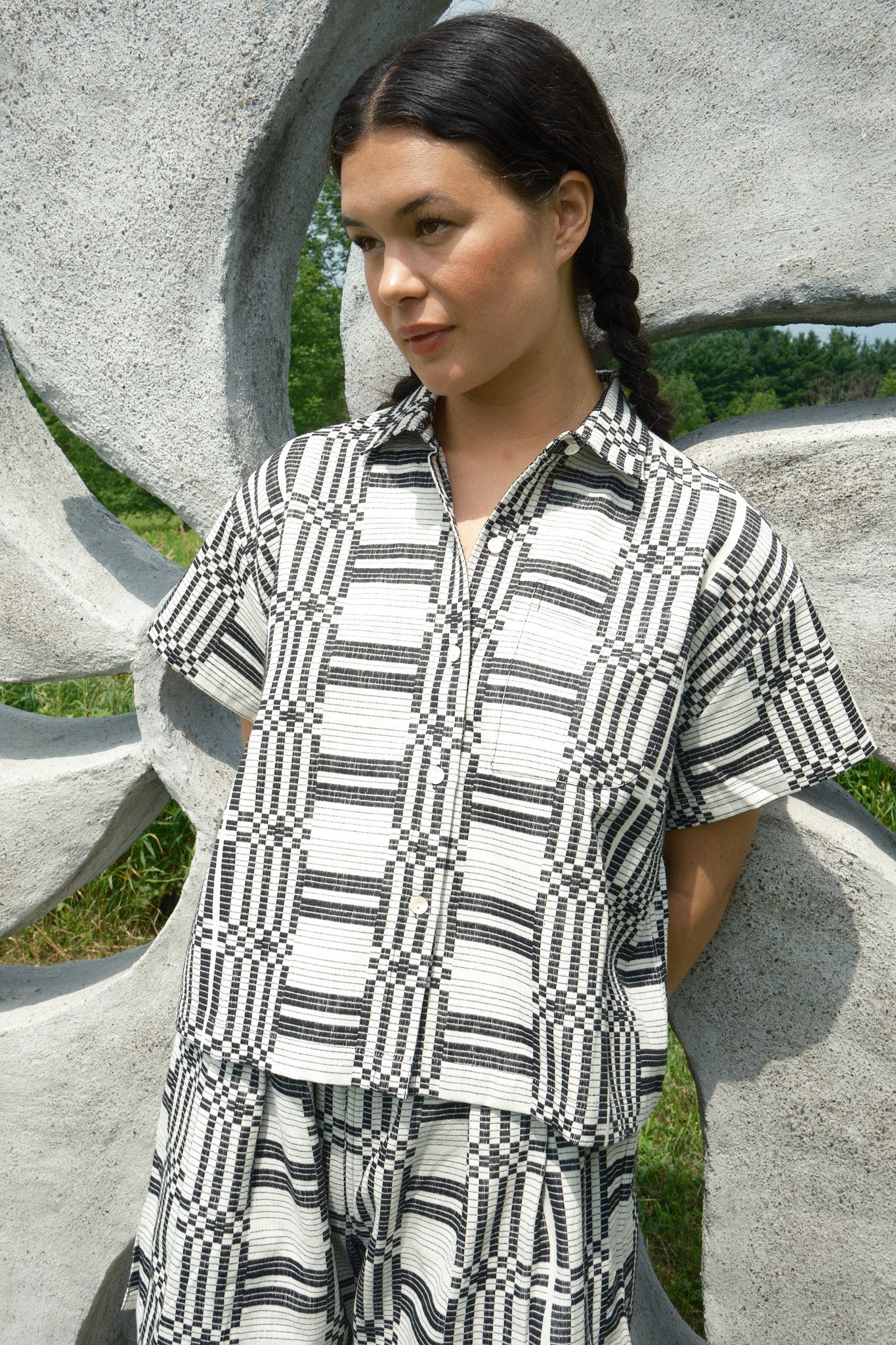 Nikki Chasin x The House That Lars Built Corso Button Down in Licorice Astrid Weave