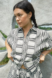 Nikki Chasin x The House That Lars Built Corso Button Down in Licorice Astrid Weave