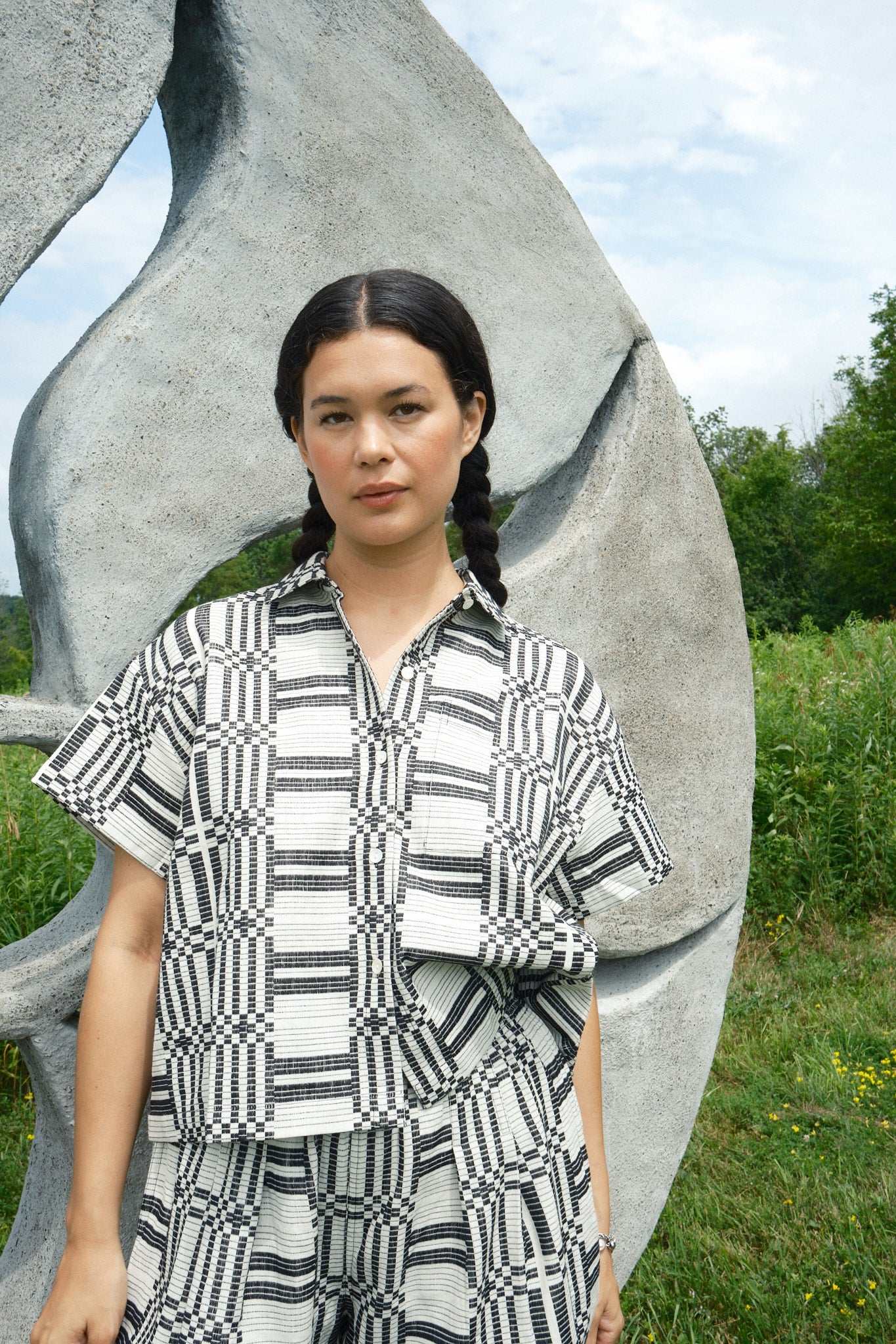 Nikki Chasin x The House That Lars Built Corso Button Down in Licorice Astrid Weave