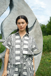 Nikki Chasin x The House That Lars Built Corso Button Down in Licorice Astrid Weave