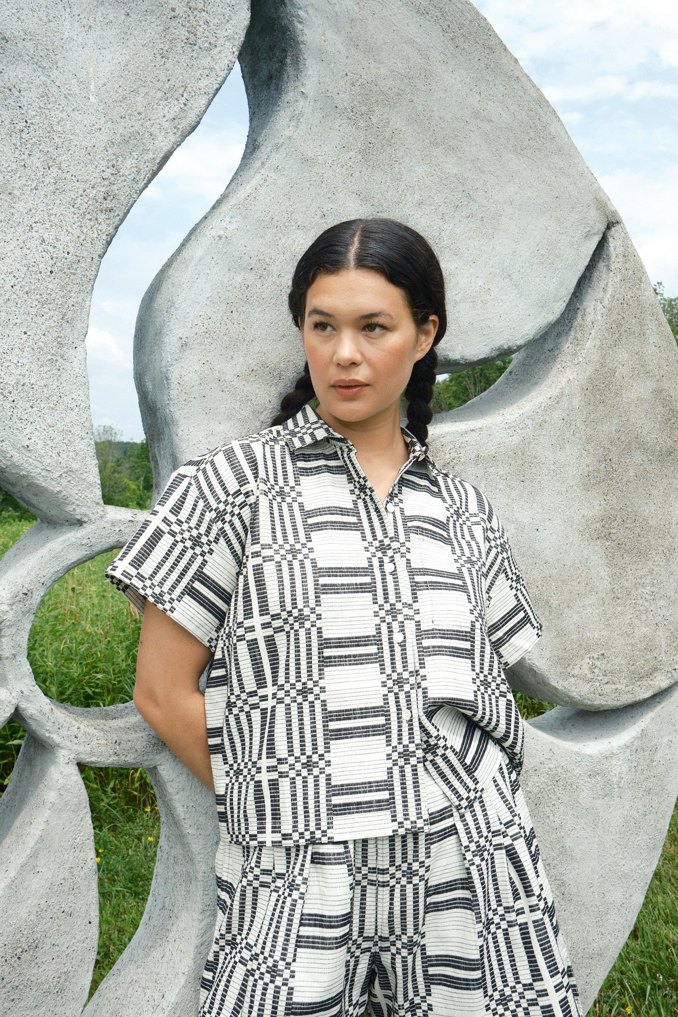 Nikki Chasin x The House That Lars Built Corso Button Down in Licorice Astrid Weave