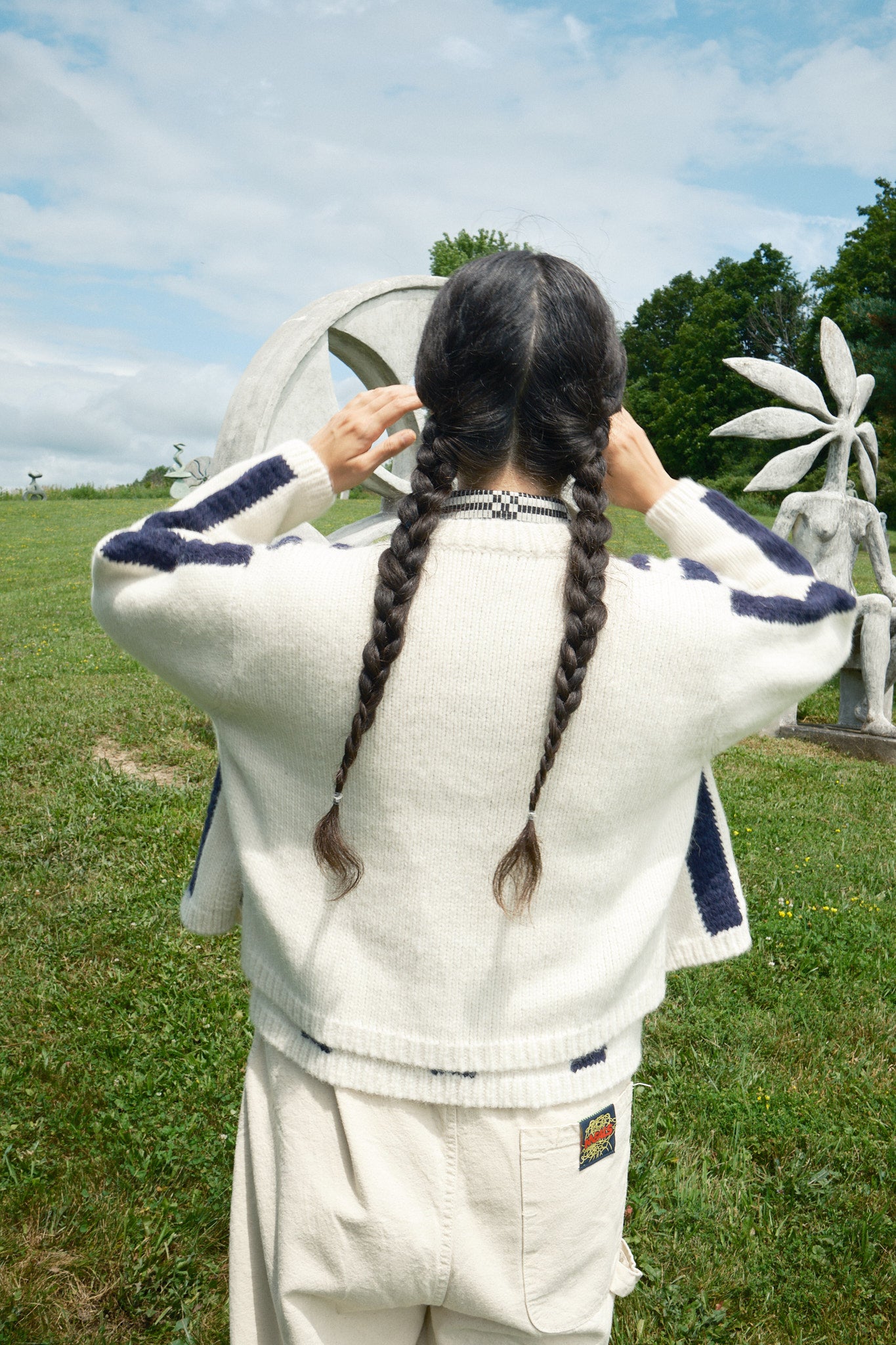 Sheba Striped Cardigan - Ivory/Navy