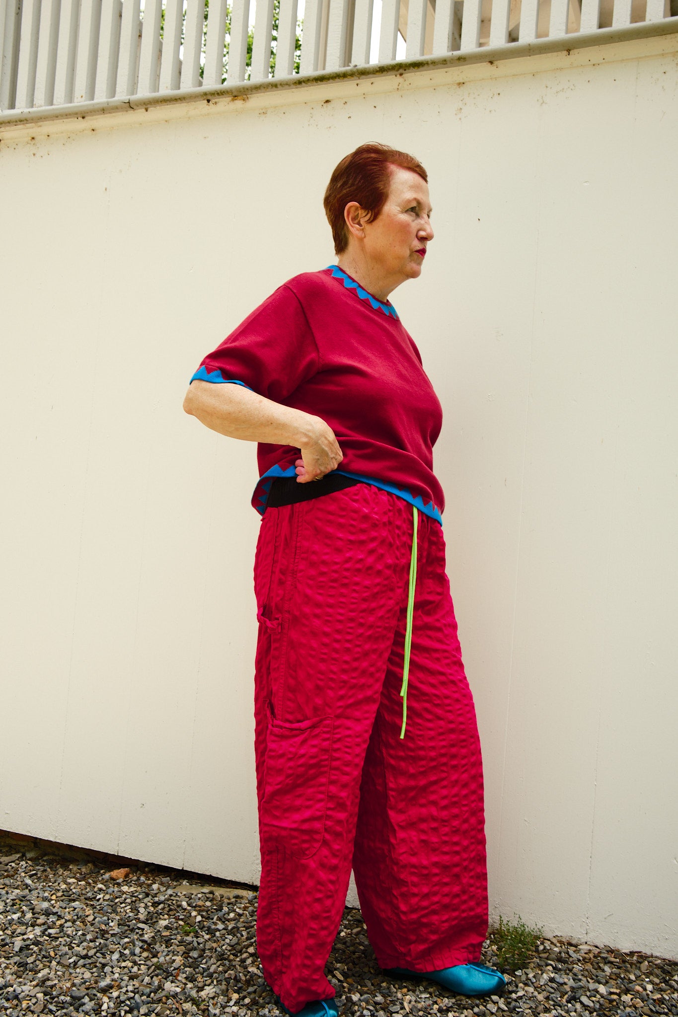 Chef Pant - Beetroot Seersucker