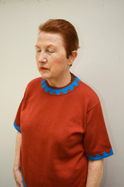 Sawyer Zig Zag Sweater Tee - Burgundy/Grotto