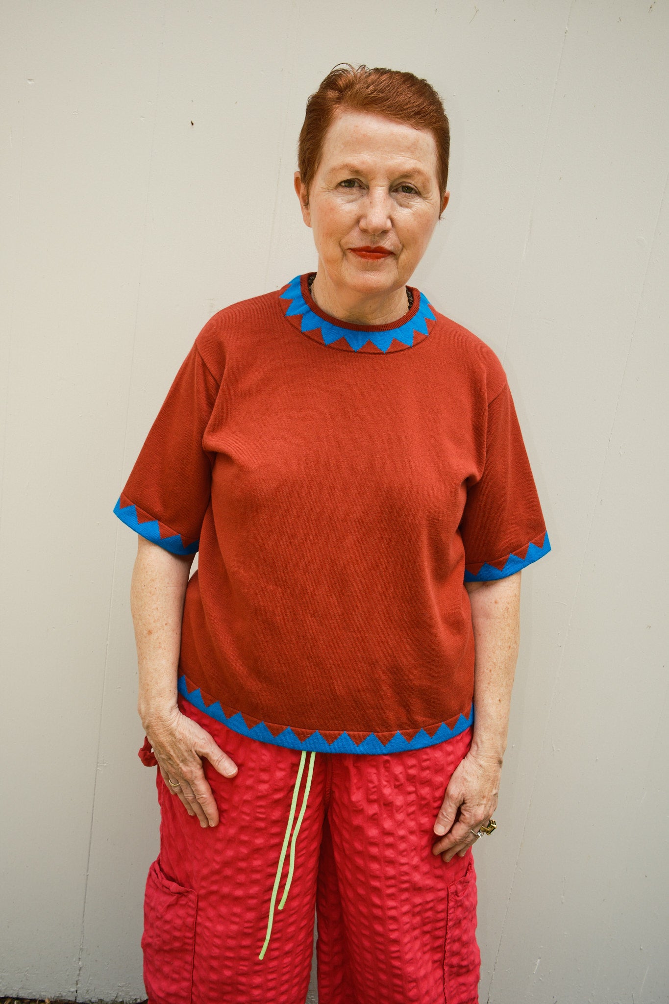 Sawyer Zig Zag Sweater Tee - Burgundy/Grotto