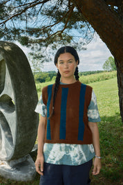 Sabine Striped Sweater Vest - Hickory/Ocean