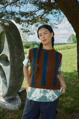 Sabine Striped Sweater Vest - Hickory/Ocean