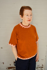 Sawyer Zig Zag Sweater Tee - Ochre/Cotton Candy