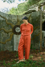 Knit Ruthie Buttondown - Scarlet