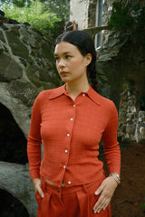 Knit Ruthie Buttondown - Scarlet