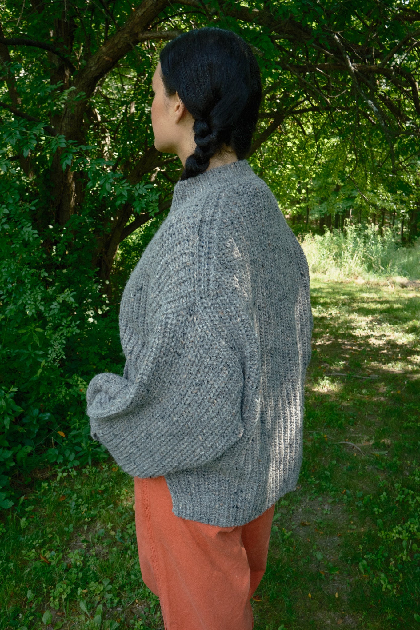 Sybil Tweed Ribbed Cardigan - Granite
