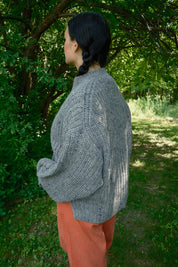 Sybil Tweed Ribbed Cardigan - Granite