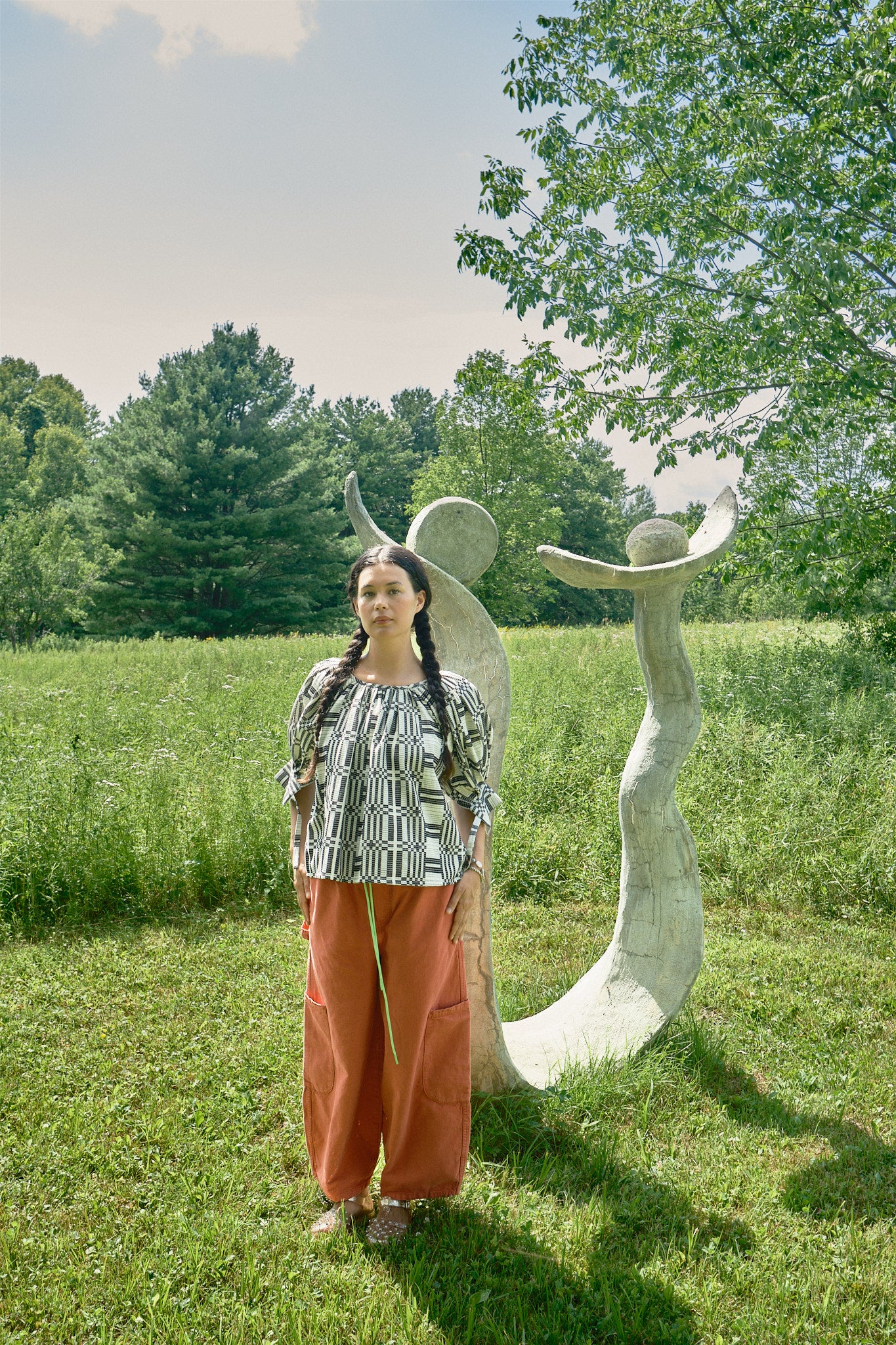 Nikki Chasin x The House That Lars Built Juli Puff Sleeve Top in Licorice Astrid Weave